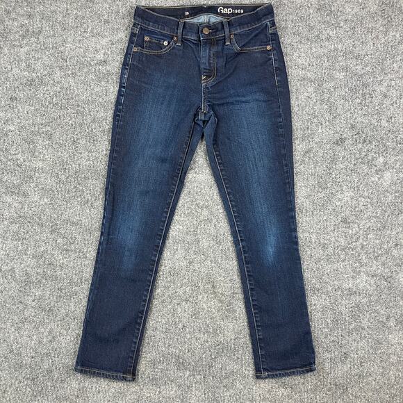 Gap 1969 Jeans Womens Size 25 Dark Wash Skinny Stretch Classic Denim Casual - Picture 1 of 9